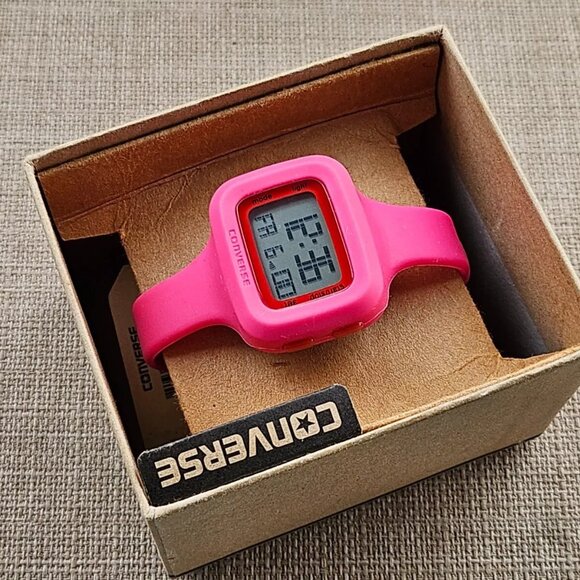 Converse Ladies Digital Wristwatch Pink Sport Rubber Strap Wrist Watch W Box NWT main image 9